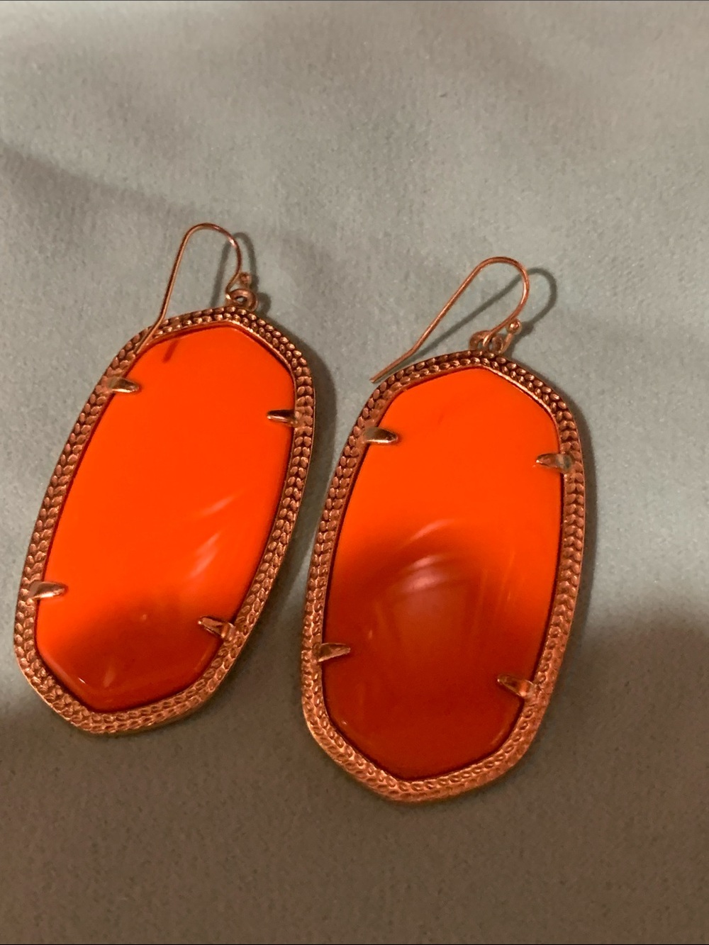 Absolutely stunning rare orange , golden plated earrings , like new, authentic